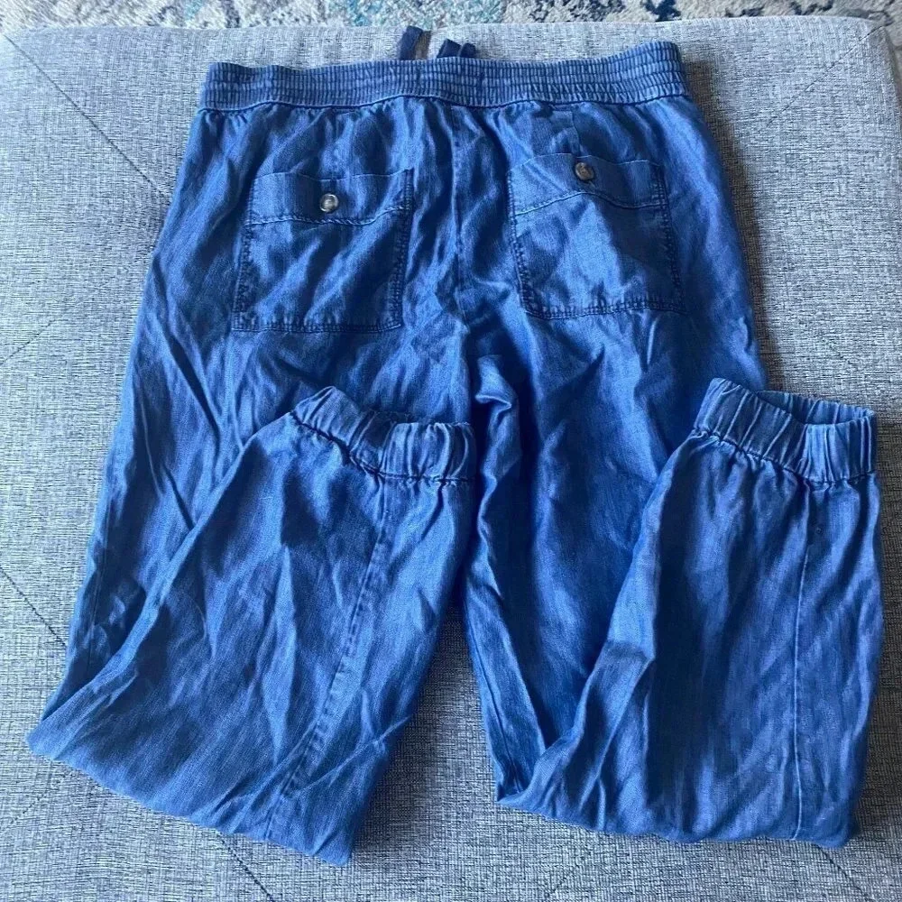 Ann Taylor LOFT Jogger Pants Size 0 Chambray Blue Pull On Lyocell